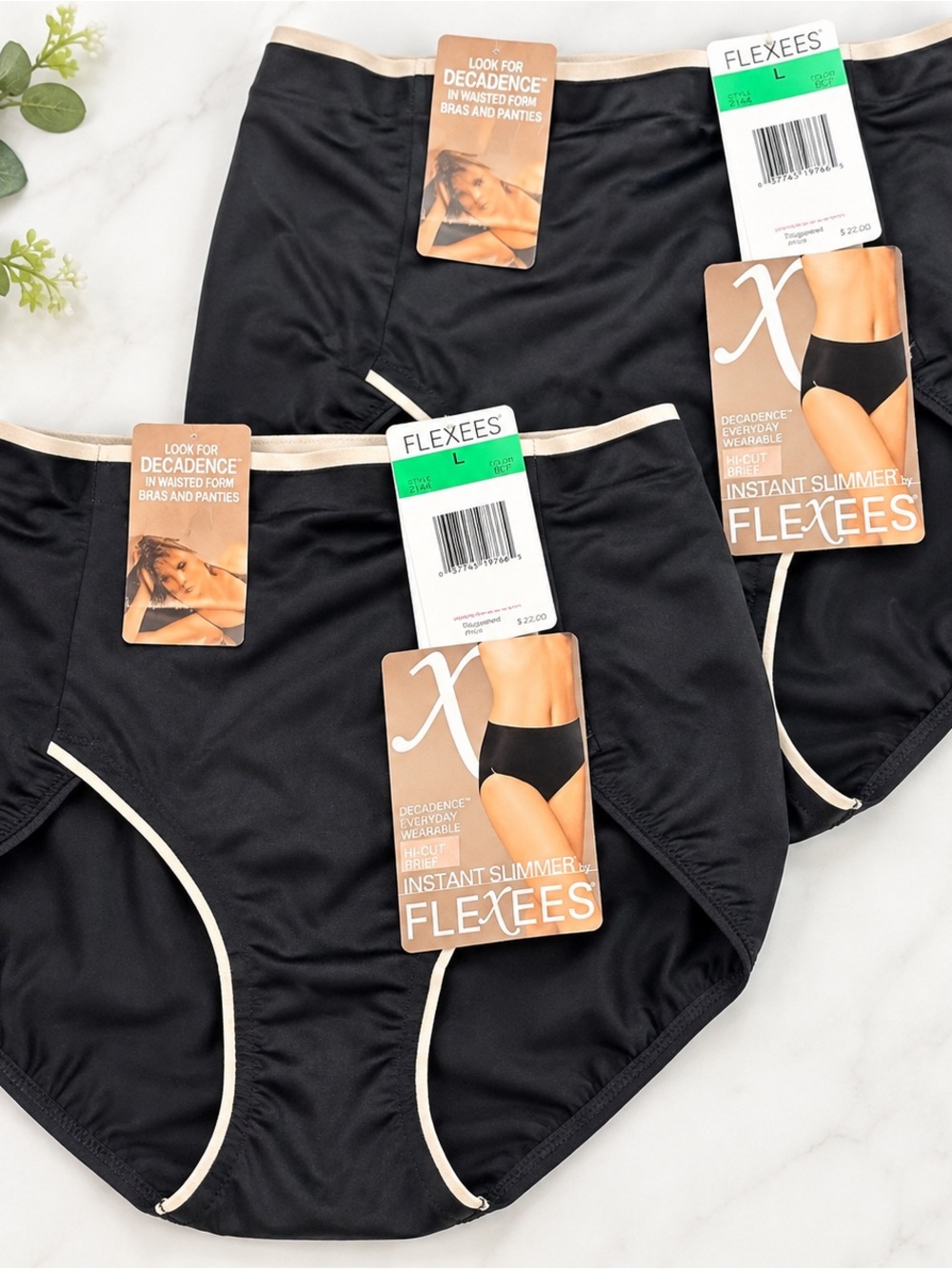 Flexees by Maidenform Instant Slimmer Hi-Cut Brief Black Large NWT Vintage